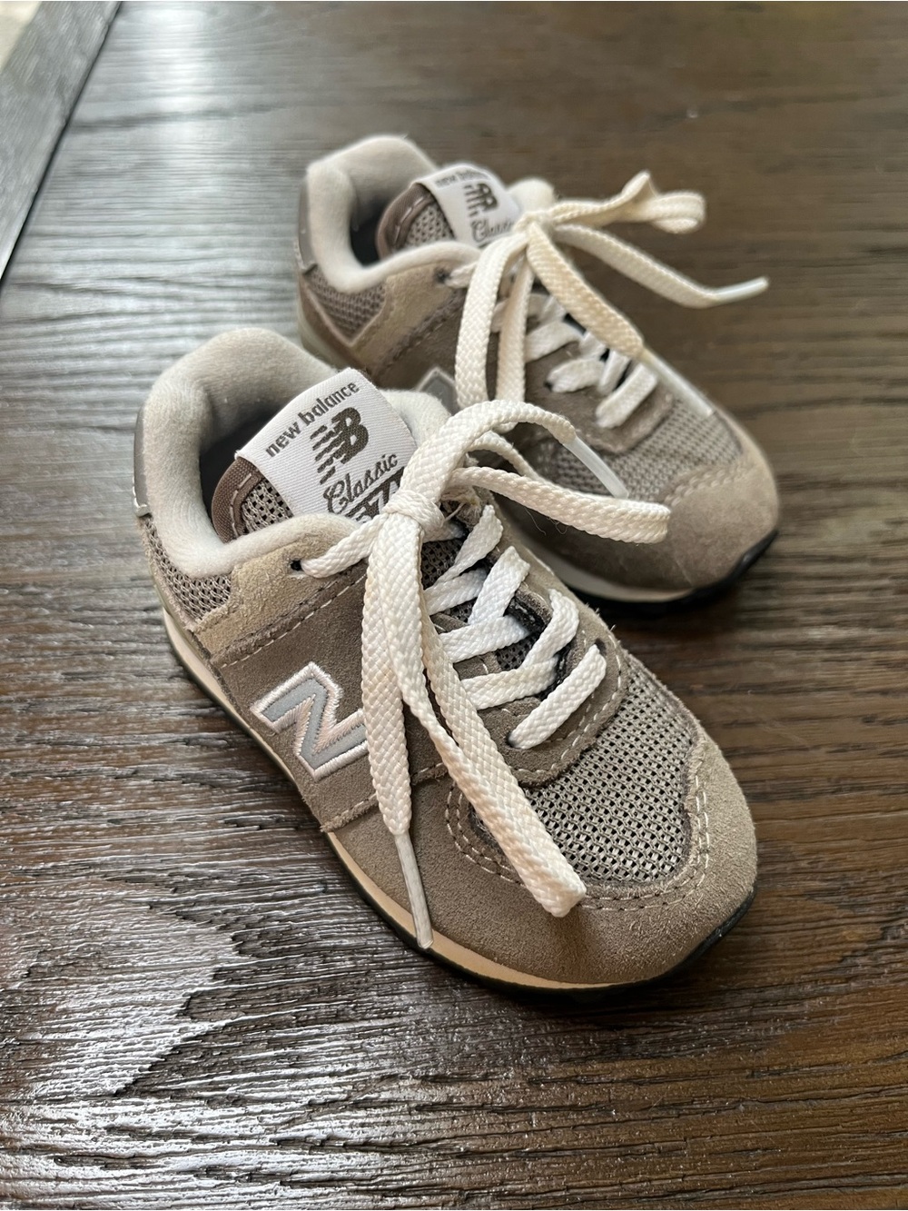 New Balance Kids Grey Suede & Mesh Sneakers with White Laces